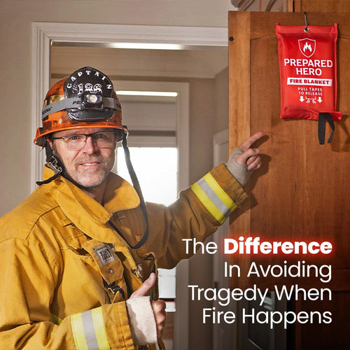 Prepared Hero Emergency Fire Blanket - 2 Pack - Fire Suppression for Kitchen, 39” x 39” Fiberglass Fire Blanket for Home